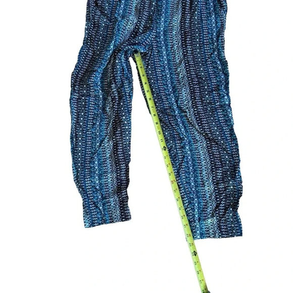 Jessica Simpson Pants Cropped Teal Green Brown Geometrical Print Pull on M - Picture 4 of 10